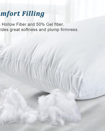 EIUE Bed Pillows for Sleeping 2 Pack Queen Size，Super Soft Down Alternative Microfiber Filled Pillows,20 x 30 Inches,White - LeafyLoom