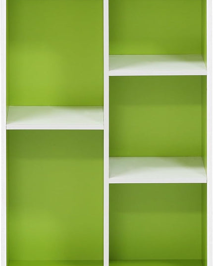 Furinno Luder Bookcase / Book / Storage , 5-Cube, White/Green - LeafyLoom