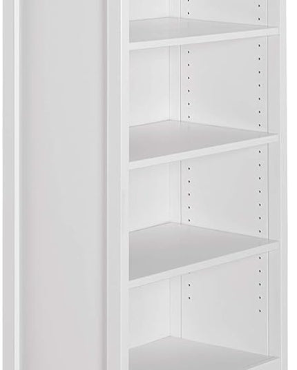 Camaflexi Shaker Style 4 Shelf Bookcase / Solid Wood / 48 inch High / Adjustable Shelving / Closed Back / Display Bookshelf for Living Room, Bedroom, Home and Office, White - LeafyLoom