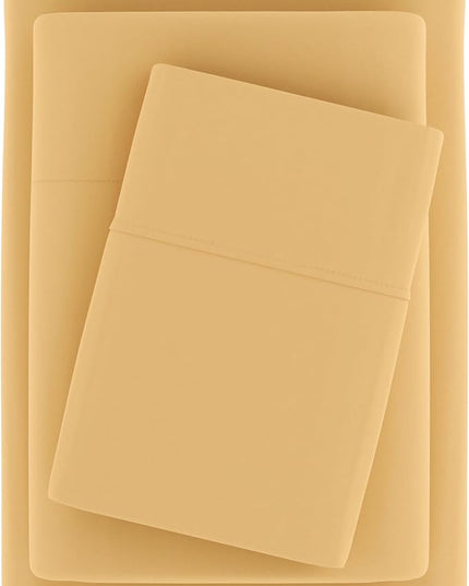 Linen Market Bed Sheets for Queen Size Bed (Gold) - Sleep Better Than Ever with These Soft and Cooling Queen Sheets - Deep Pocket Fits 16" Thick Beds - 4 Piece Queen Sheet Set - LeafyLoom