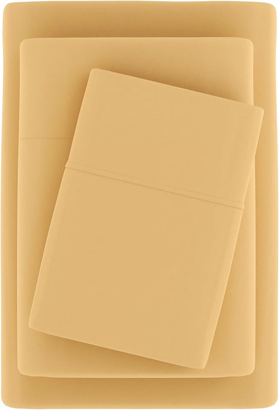 Linen Market Bed Sheets for Queen Size Bed (Gold) - Sleep Better Than Ever with These Soft and Cooling Queen Sheets - Deep Pocket Fits 16" Thick Beds - 4 Piece Queen Sheet Set - LeafyLoom