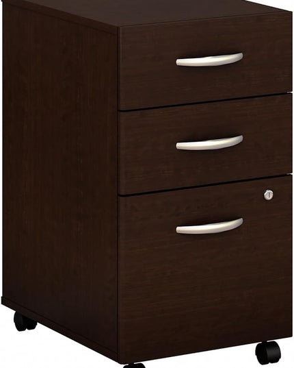 Bush Business Furniture Series C 3 Drawer Mobile File Cabinet in Mocha Cherry - Assembled - LeafyLoom