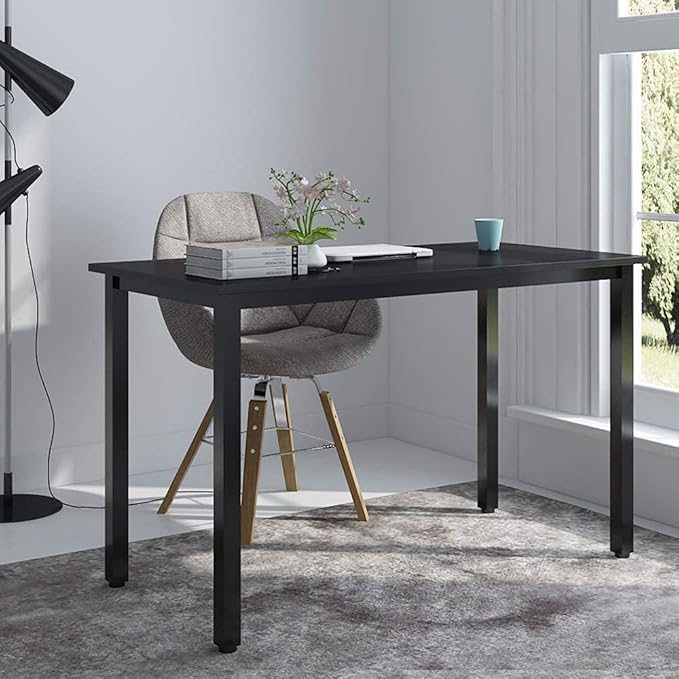 SogesGame Computer Desk, 47.2 inches Small Office Desk Computer Table Study Writing Desk Workstation for Home Office, Black Dining Table - LeafyLoom