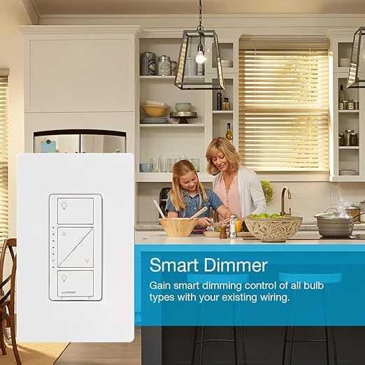 Lutron Caseta Original Smart Dimmer Switch (Lutron Smart Hub Required), for LED Lights, 150 Watt, Single-Pole/3-Way, No Neutral Required, PD-6WCL-BL, Black Lutron