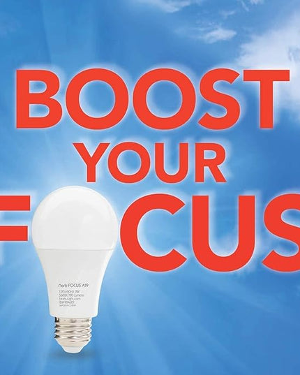 NorbFOCUS Desk Lamp LED Wellness Light Bulb A19 1-Pack. Unique Spectrum for Mental Performance to Read, Study, Work, Focus. Patent Pending. - LeafyLoom