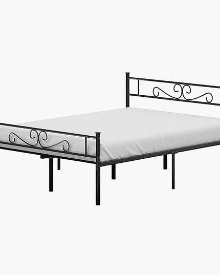 VECELO Queen Size Bed Frame with Headboard, 14 Inch Metal Platform Mattress Foundation, No Box Spring Needed, Squeak Resistant, Easy Assembly, Matte Black - LeafyLoom