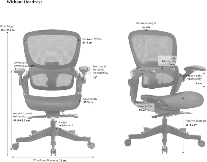 HINOMI H1 Classic V3 Ergonomic Office Chair with Lumbar Support - Comfy Computer Chair with Mesh, Home Office Desk Chair with Adjustable Arms, Comfortable Office Chair Back Support (without Headrest) - LeafyLoom