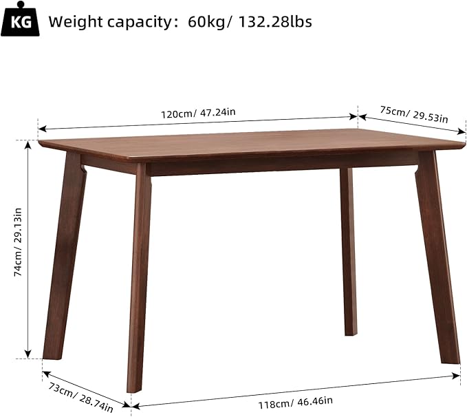 NicBex Dining Room Table Set for 4 Kitchen Table and Chairs 5 Pieces Dining Table Set 1 Dining Table and 4 Chairs Rustic Retro Solid Rubberwood Table for Home, Antique Brown - LeafyLoom