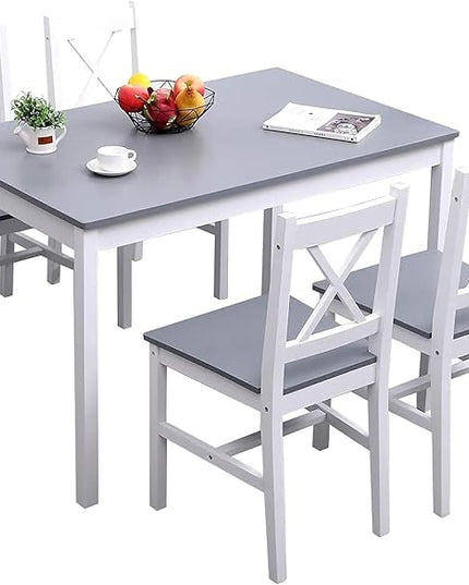 sogesfurniture 5 Piece Kitchen Dining Room Table Sets for 4, Modern Space-Saving Dining Furniture, Pastoral Rectangular Dining Table Furniture Set for Kitchen, Dining Room - LeafyLoom