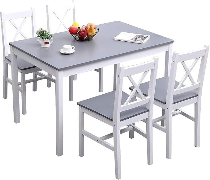 sogesfurniture 5 Piece Kitchen Dining Room Table Sets for 4, Modern Space-Saving Dining Furniture, Pastoral Rectangular Dining Table Furniture Set for Kitchen, Dining Room - LeafyLoom