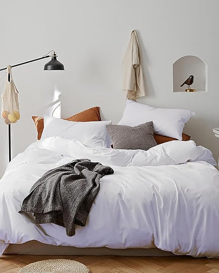 White Comforter Queen White Bedding Comforter Set Full True White Bed Set Soft Durable Solid Bright White Breathable Comforter Set Women Durable Lightweight Plain White Comforter Queen - LeafyLoom