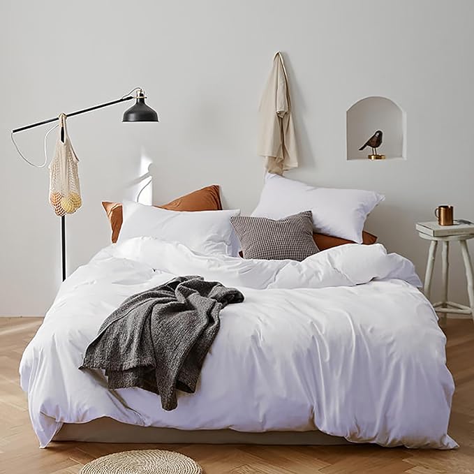 White Comforter Queen White Bedding Comforter Set Full True White Bed Set Soft Durable Solid Bright White Breathable Comforter Set Women Durable Lightweight Plain White Comforter Queen - LeafyLoom