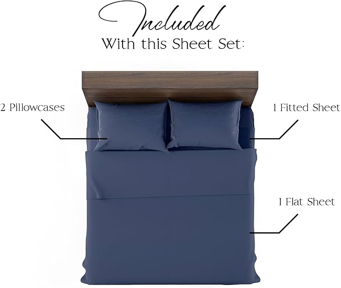 Northwest Ashford Home Essentials Bedding, 4 Piece King Size Sheet Set, Estate Blue - LeafyLoom