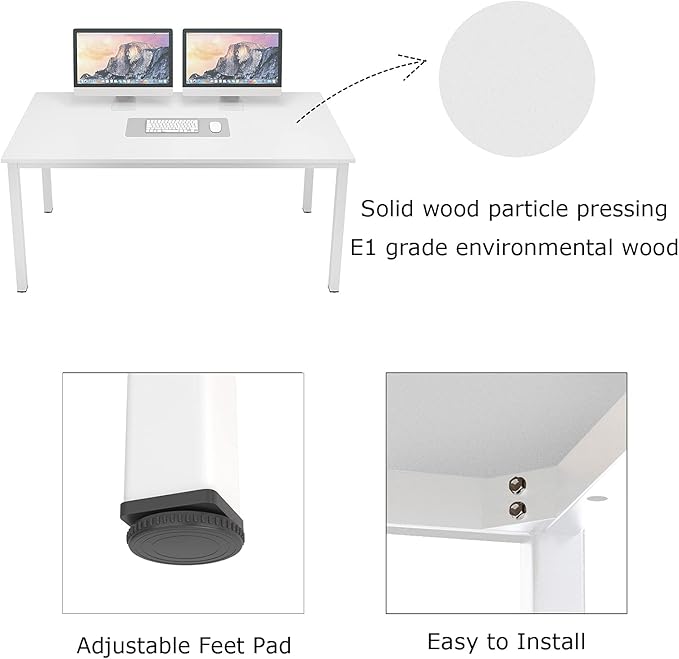 sogesfurniture 31.5 inches Office Desk Computer Desk Gaming Desk Computer Table Sturdy Writing Workstation for Home Office, White - LeafyLoom