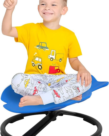 Kids Swivel Chair, Kids Spinning Chair, Dark Blue Sensory Products Metal Base Non-Slip Seat and Spin Chair for Autism Child Body Coordination Training Age 2-10 Indoor and Outdoor - LeafyLoom