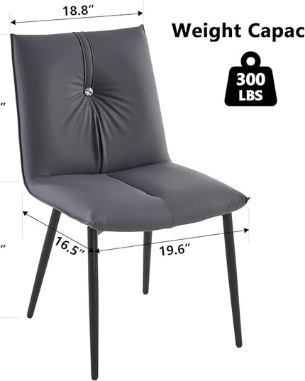 YOUTASTE Dining Chairs Set of 2 Mid Century Modern Upholstered Leather Kitchen Chairs Soft Padded Side Chairs with Metal Legs for Living Room Bedroom, Blueberry Purple - LeafyLoom