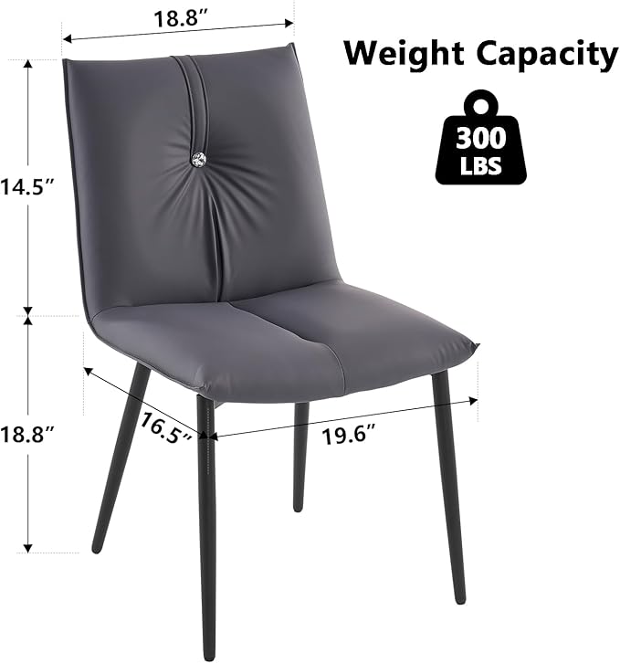 YOUTASTE Dining Chairs Set of 2 Mid Century Modern Upholstered Leather Kitchen Chairs Soft Padded Side Chairs with Metal Legs for Living Room Bedroom, Blueberry Purple - LeafyLoom