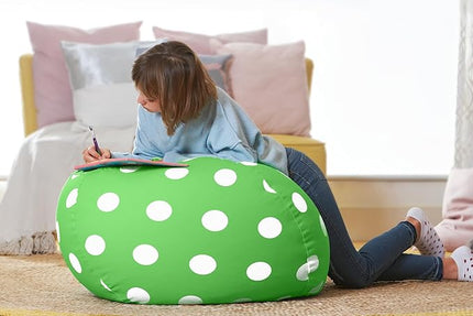 Aubliss Stuffed Animal Bean Bag Storage Chair (Green Dot, X-Large (48'')) - LeafyLoom