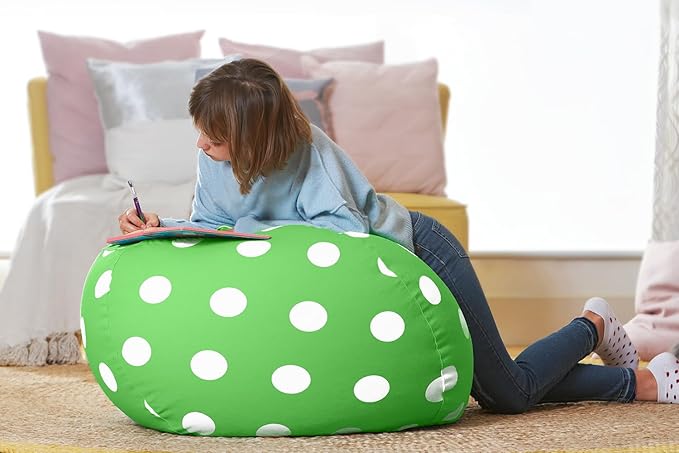 Aubliss Stuffed Animal Bean Bag Storage Chair (Green Dot, X-Large (48'')) - LeafyLoom
