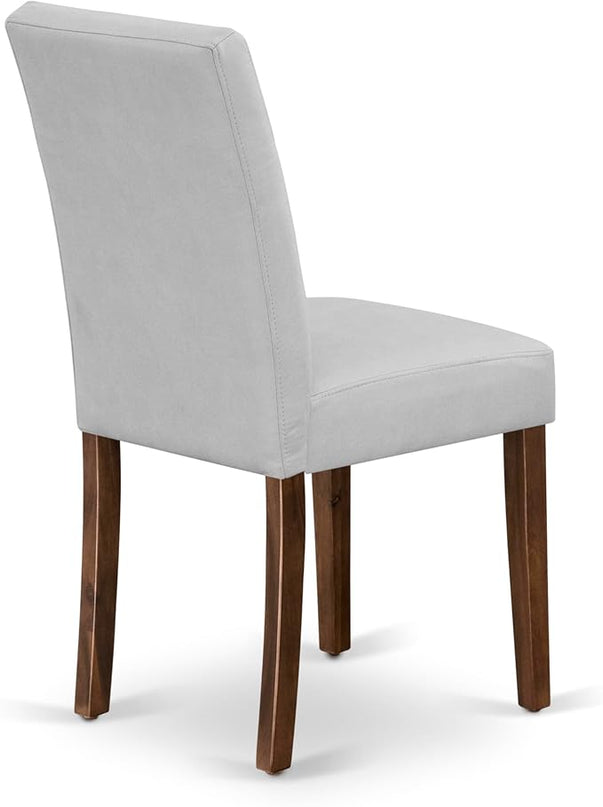 East West Furniture ANAS3-AWA-27 3 Piece Modern Dining Set consists A Dinning Table and 2 Light Gray Faux Leather Dinner Chairs, Antique Walnut, 36x36 Inch - LeafyLoom