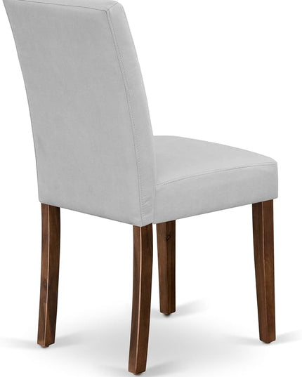 East West Furniture ANAS5-AWA-27 5 Piece Mid Century Dining Set Includes A Dinner Table and 4 Light Gray Faux Leather Parsons Chairs, Antique Walnut, 36x36 Inch - LeafyLoom