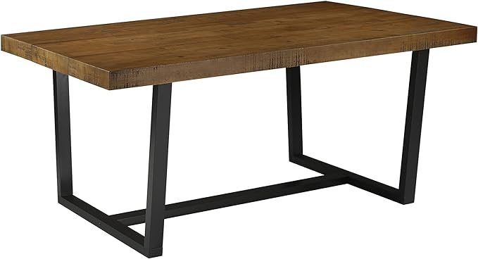 Walker Edison Andre Modern Solid Wood Dining Table, 72 Inch, Rustic Oak - LeafyLoom