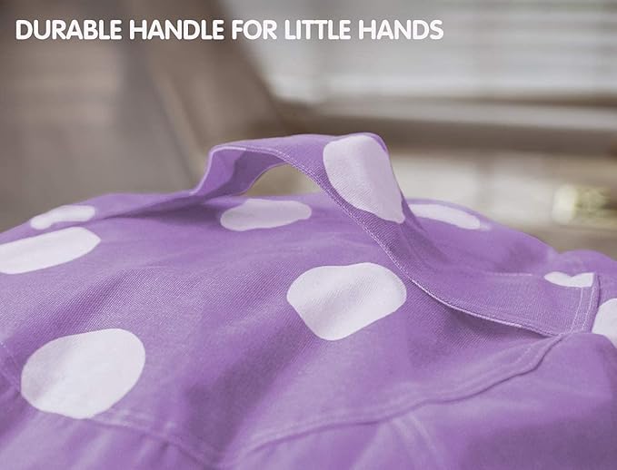 Wekapo Stuffed Animal Storage Bean Bag Chair Cover for Kids | Stuffable Zipper Beanbag for Organizing Children Plush Toys Large Premium Cotton Canvas (Purple Dot, XX-Large) - LeafyLoom