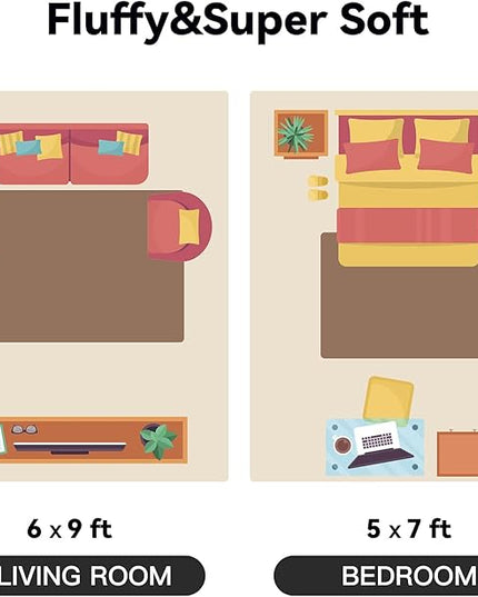 YOBATH Fluffy Area Rugs for Living Room - Shag Rug 5x7 Coffee Carpet, Shaggy Rugs for Girls Boys Bedroom, Furry Rugs for Baby Kids Room, Fuzzy Plush Rugs for Playroom Nursery Home Dorm - LeafyLoom