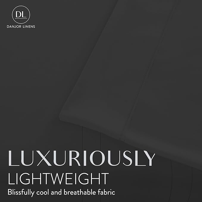 Danjor Linens Queen Sheet Set - 6 Piece Set Including 4 Pillowcases - Deep Pockets - Breathable, Soft Bed Sheets - Wrinkle Free - Machine Washable - Black Sheets for Queen Size Bed - 6 pc - LeafyLoom
