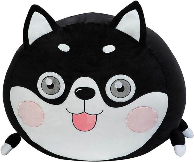 Toy Organizers and Storage for Kids Room Decorations, Childrens Bean Bag Chairs Black Cute Dog, Extra Large Size, Velvet Super Soft Cover Only - LeafyLoom