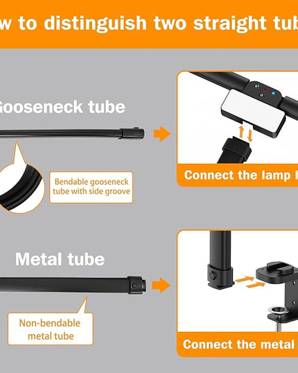 LED Desk Lamp for Home Office - 24W Bright Double Head Desk Light with Clamp Eye Caring Architect Task light 25 Lighting Modes Adjustable Flexible Gooseneck Lamp for Workbench Drafting Study - LeafyLoom