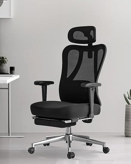 Hbada P3 Ergonomic Office Chair with 2D Adjustable Armrest, Office Chair with 2D Adjustable Lumbar Support, Computer Chair with Tilt Function, Desk Chair with Footrest Black - LeafyLoom