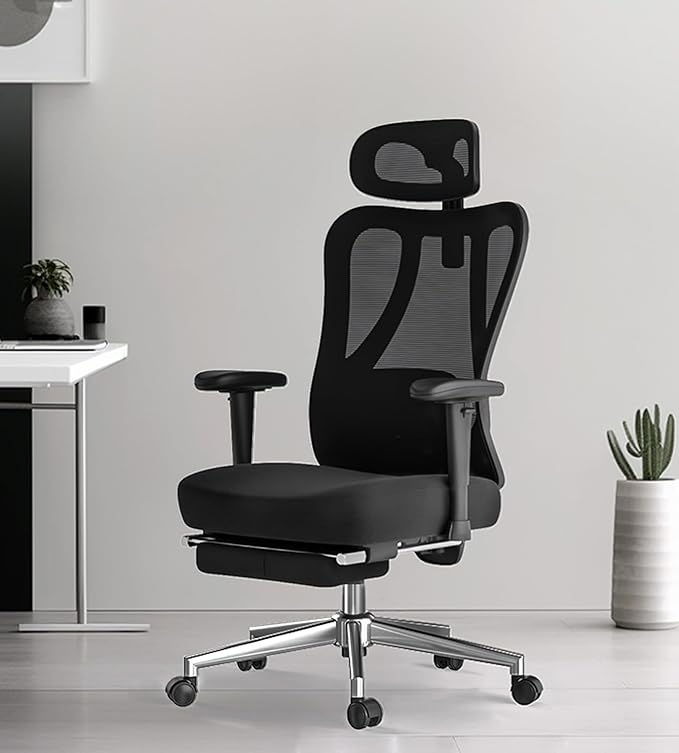 Hbada P3 Ergonomic Office Chair with 2D Adjustable Armrest, Office Chair with 2D Adjustable Lumbar Support, Computer Chair with Tilt Function, Desk Chair with Footrest Black - LeafyLoom