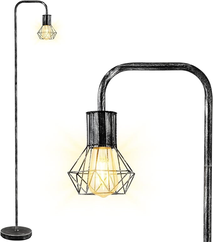 BoostArea Floor lamp,Industrial Floor Lamp,Standing Lamp with 6W LED Bulb,E26 Socket,On/Off Footswitch,Whole Metal,Modern Floor Lamp for Bedroom,Office, Living Room,Rustic,Vintage,Farmhouse - LeafyLoom