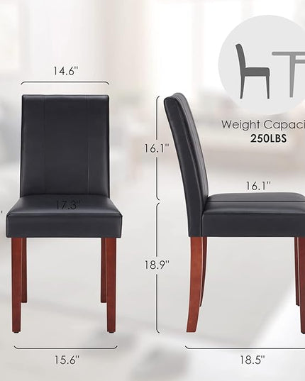 Dining Chairs, Kitchen Chairs Set of 2 with Solid Wood Legs, Armless Upholstered Indoor Kitchen Dining Room Chairs for Dining Room, Kitchen Chairs Parson Chairs - LeafyLoom