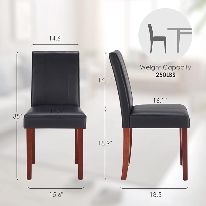 Dining Chairs, Kitchen Chairs Set of 2 with Solid Wood Legs, Armless Upholstered Indoor Kitchen Dining Room Chairs for Dining Room, Kitchen Chairs Parson Chairs - LeafyLoom