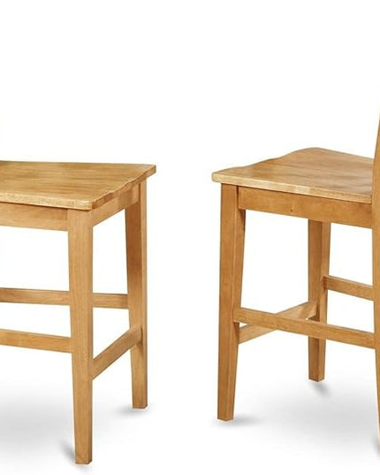 East West Furniture Pub 3 Piece Counter Height Dining Set for Small Spaces Contains a Square Wooden Table and 2 Kitchen Chairs, 36x36 Inch, Oak - LeafyLoom
