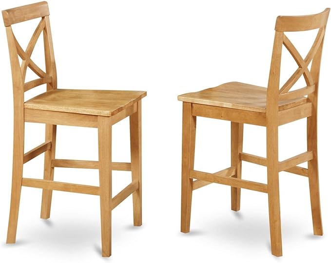 East West Furniture Pub 3 Piece Counter Height Dining Set for Small Spaces Contains a Square Wooden Table and 2 Kitchen Chairs, 36x36 Inch, Oak - LeafyLoom