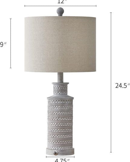 BOBOMOMO 3-Way Dimmable Touch Control Table Lamp Set of 2 with Dual USB Charging Ports for Bedroom Living Room Vintage Rustic Farmhouse Traditional Nightstand Bedside Lamps(Bulbs Included) - LeafyLoom