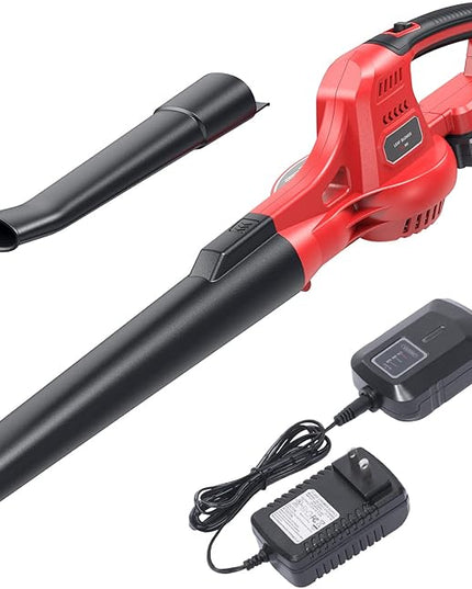 Cordless Leaf Blower, 20V Lightweight Electric Blower with Battery and Charger, Portable Handheld Power Leaf Blower with 2-Speed Control for Lawn Care - LeafyLoom