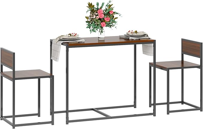 sogesfurniture 3-Piece Dining Table Set, Modern Kitchen Table and Chairs for 2, Wood Square Pub Bar Table Set Perfect for Breakfast Nook, Small Space Living Room, Kitchen, Dining Room, Outdoor bar - LeafyLoom