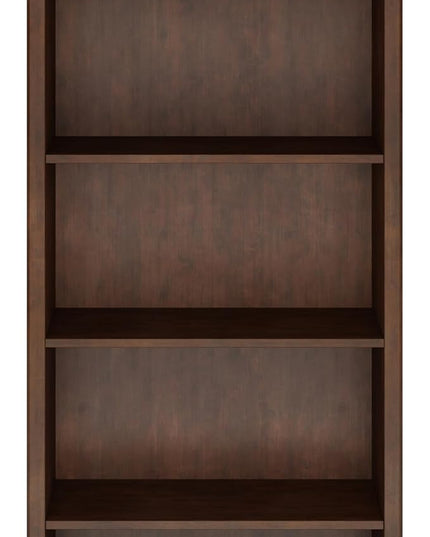 SIMPLIHOME Amherst SOLID WOOD 30 Inch Transitional 5 Shelf Bookcase in Russet Brown, For the Living Room, Study Room and Office - LeafyLoom