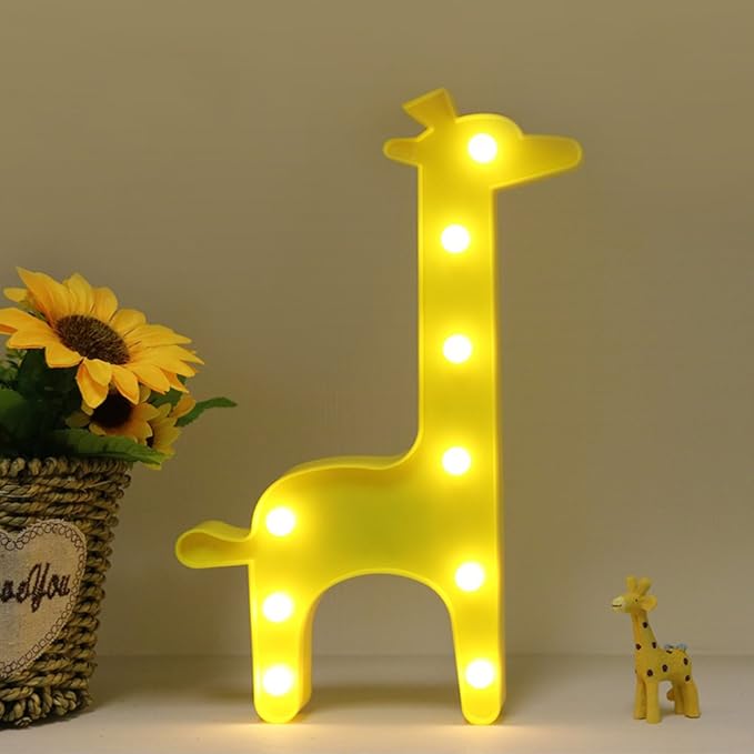 GUOCHENG Cute Giraffe Shaped LED Night Light Warm White Table Night Lamps Bedroom Nursery Home Bedside Indoor Decorations Giraffe Gifts for Kids Children Girls - LeafyLoom