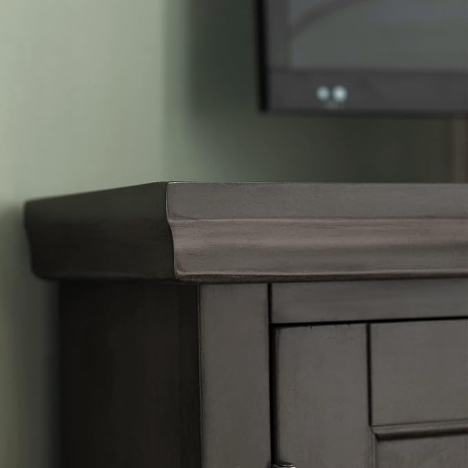 Leick Home 84386 Corner TV Stand with Enclosed Storage For 65" TV's, Riverstone Gray - LeafyLoom