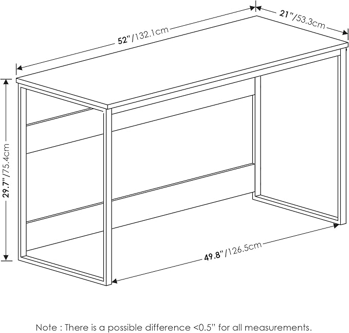 Furinno Moretti Modern Lifestyle Enhanced Study Desk 52 Inch, 52-Inch, French Oak Grey - LeafyLoom