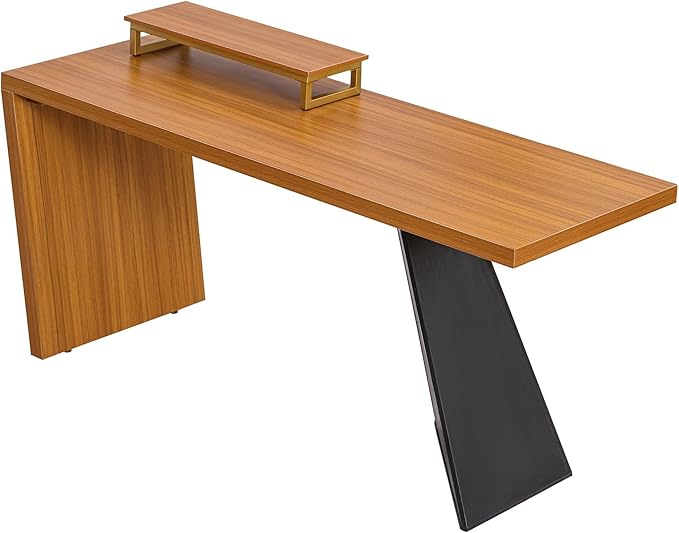 NicBex Laik-DW-00035-DX Desks, 62.99" W x 23.22" D x 29.52" H, Teak - LeafyLoom