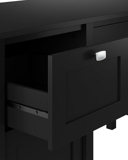 Bush Furniture Broadview 54W Computer Desk with Drawers and Desktop Organizer in Classic Black | Storage for Home Office Workspace - LeafyLoom