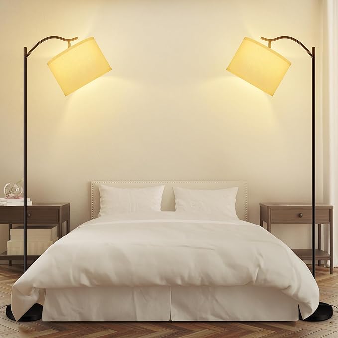 BoostArea Floor Lamp for Living Room,Arc Floor Lamp with Remote Control,Stepless Dimmable Brightness & Colors Temperature 2700k-6500k,Modern Standing Lamp for Bedroom Study Room Office,White - LeafyLoom