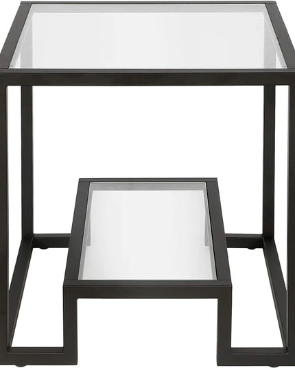 Henn&Hart 22" Wide Square Side Table in Blackened Bronze, Table for Living Room, Bedroom - LeafyLoom