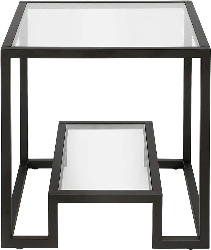 Henn&Hart 22" Wide Square Side Table in Blackened Bronze, Table for Living Room, Bedroom - LeafyLoom